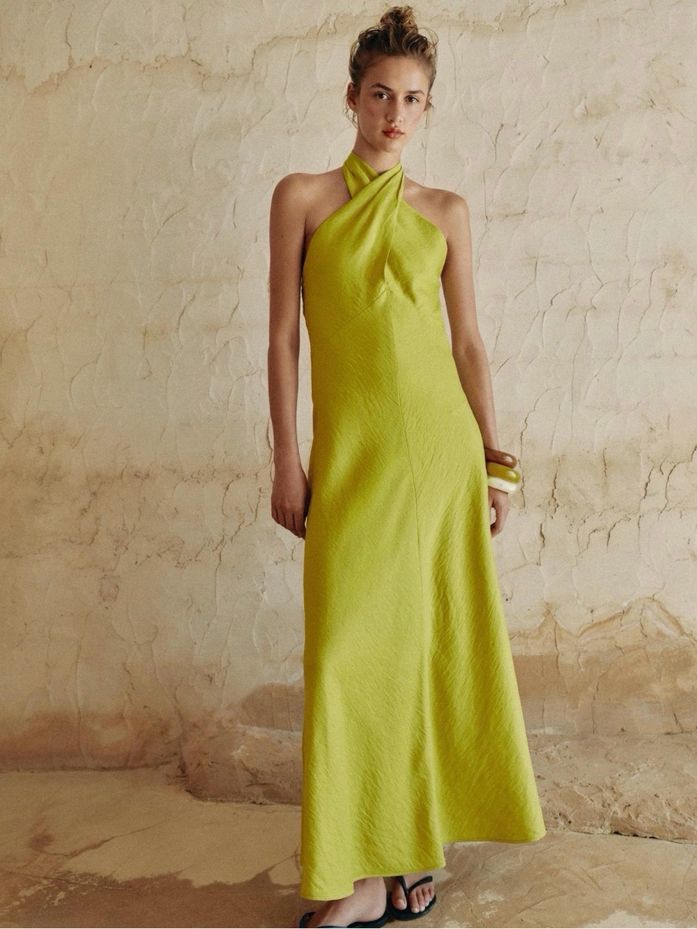 Zara Linen Wrap Halter Maxi Dress - Picture 1 of 8